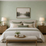 RY31704 Light green faux linen textile woven fabric textured Sackcloth modern wallpaper