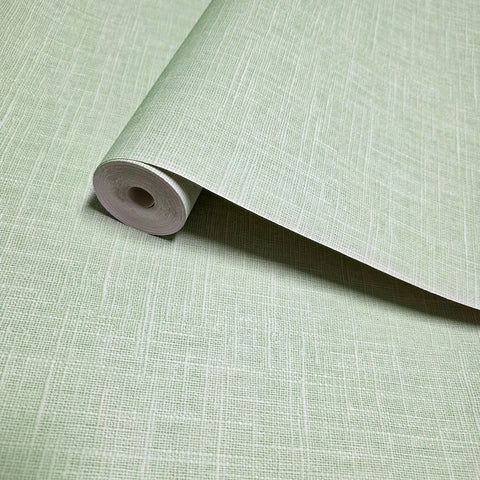 RY31704 Light green faux linen textile woven fabric textured Sackcloth modern wallpaper