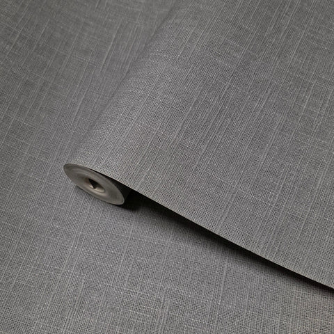 RY31708 Matte Gray faux linen textile woven fabric light textured Sackcloth wallpaper