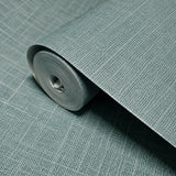 RY31724 Blue Dusk green hue faux linen textile woven fabric textured Sackcloth wallpaper