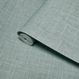 RY31724 Blue Dusk green hue faux linen textile woven fabric textured Sackcloth wallpaper