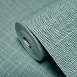 RY31724 Blue Dusk green hue faux linen textile woven fabric textured Sackcloth wallpaper