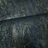 WM843801 Real natural cork Wallpaper textured dark navy blue gold metallic wallcoverings