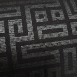 DC60910 Rockefeller Maze Geometric Onyx Black charcoal matte labyrinth lines Wallpaper