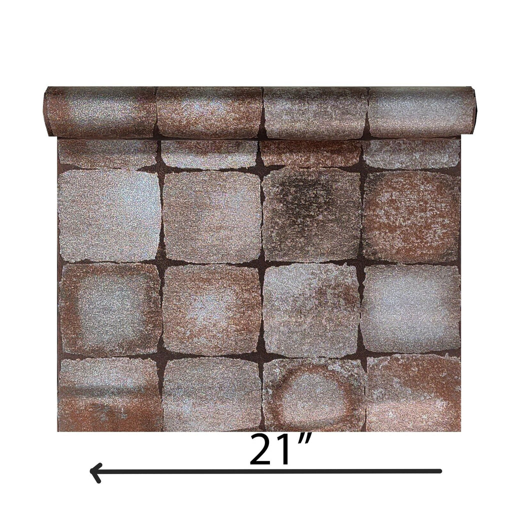 9616 Rust bronze silver metallic foil square tile stone imitation mode ...