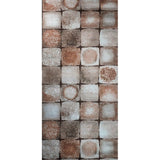 9616 Rust bronze silver metallic foil square tile stone imitation modern wallpaper 3D