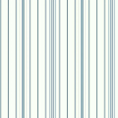 SA9111 York Wide Pinstripe White and Blue Wallpaper
