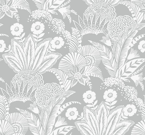 SC20108 Bluish Gray Suvi Palm Grove Wallpaper