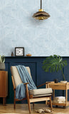 SC20202 Sky Blue Tarra Monstera Large Leaf Wallpaper