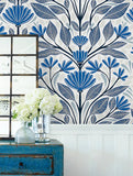 SC20602 Blue Carmela Folk Floral Wallpaper