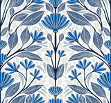 SC20602 Blue Carmela Folk Floral Wallpaper