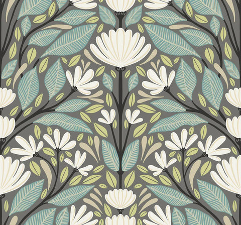 SC20608 Gray Carmela Folk Floral Wallpaper
