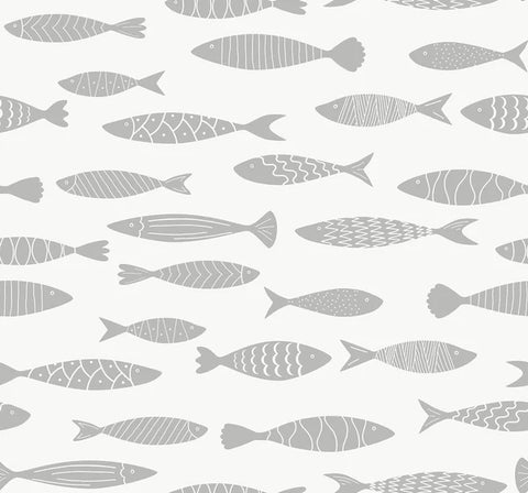 SC21508 Silver Bahama Bay Fish Wallpaper