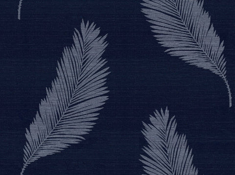 SC21602 Blue Tossed Palm Leaf Sisal Grasscloth Wallpaper