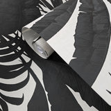 SG41410 Tropical banana leaves off white gray black floral botanical textured wallpaper
