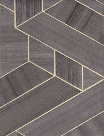 SHS10303 Wood Veneer Metallic Geometric Wallpaper