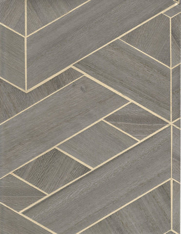 SHS10309 Wood Veneer Metallic Geometric Wallpaper