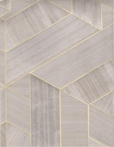 SHS10310 Wood Veneer Metallic Geometric Wallpaper