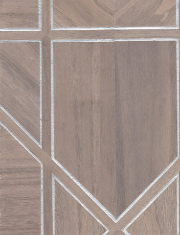 SHS10603 Wood Veneer Metallic Geometric Wallpaper