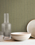 SI26123 Cording Stripe Moss Wallpaper