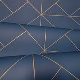 SK92302 Angular Geometric lines gold Metallic Diamond triangles dark blue geo Wallpaper
