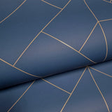 SK92302 Angular Geometric lines gold Metallic Diamond triangles dark blue geo Wallpaper
