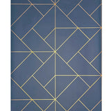 SK92302 Angular Geometric lines gold Metallic Diamond triangles dark blue geo Wallpaper
