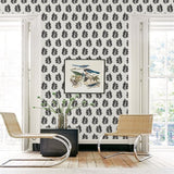 SL80300 Seabrook Black Leaf Wallpaper