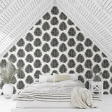 SL80720 Seabrook Palm Leaf Black White Wallpaper