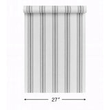 SR20600 Classic vertical Stripes Gray off white striped faux fabric textured wallpaper