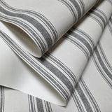 SR20600 Classic vertical Stripes Gray off white striped faux fabric textured wallpaper