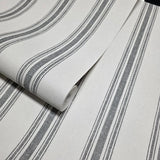 SR20600 Classic vertical Stripes Gray off white striped faux fabric textured wallpaper