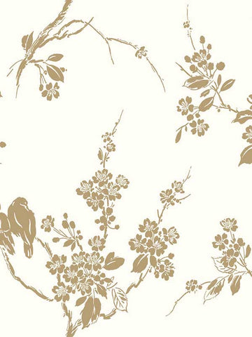 SS2590 Imperial Blossoms Branch Gold Metallic Wallpaper