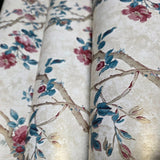 SV60912 Beige gold blue pink blossoms chinoiserie floral curve branches birds Wallpaper