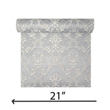 Z66841 Satin gray silver tan Victorian damask faux silk fabric textured Wallpaper rolls