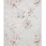 Z66857 Satin off white cream green blue pink flowers birds botanical floral Wallpaper