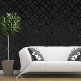 WM92170801 Sequin glitter circles lines Textured Geometric dark gray black Modern Wallpaper