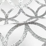WM92170701 Sequin silver glitter circles lines Textured Geometric white Modern Wallpaper 3D