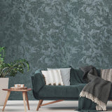 M69931 Shimmer black dark charcoal gray with green hue plain modern textured Wallpaper