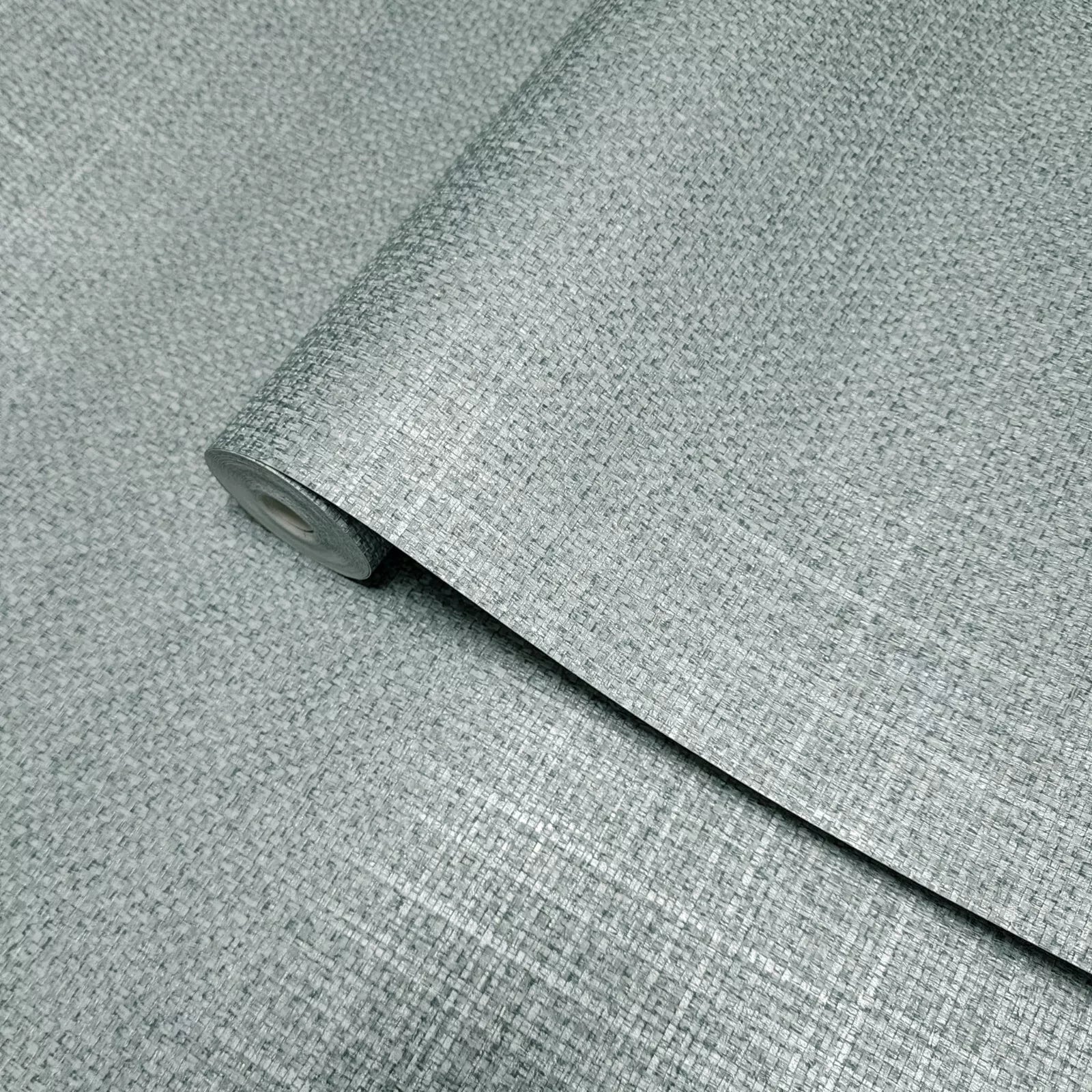 Woven Raffia Fabric BV30304 Silver Green Faux Weave Lines Woven Raffia