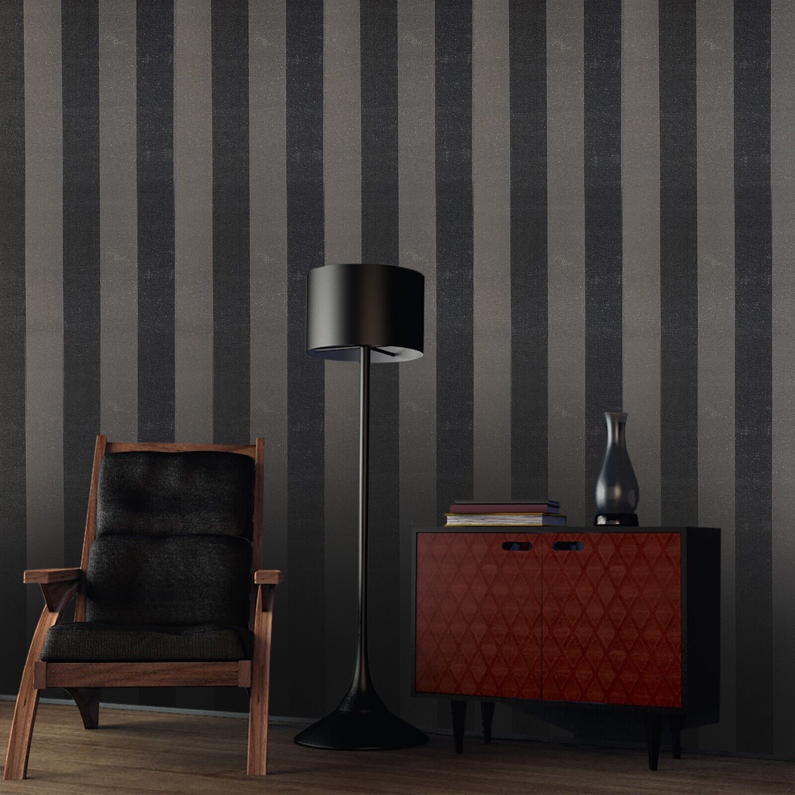 Black And Gray Striped Wallpaper Stripe Wallpaper Bold Charcoal Grey