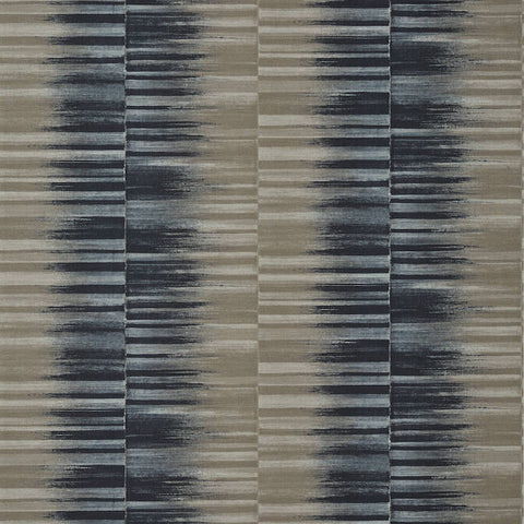 T10089 Mekong Stripe Charcoal and Taupe Wallpaper