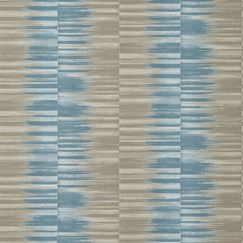 T10092 Mekong Stripe Spa Blue and Beige Wallpaper