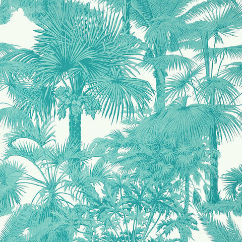 T10101 Palm Botanical Turquoise Wallpaper