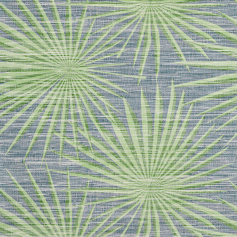T10141 Palm Frond Navy and Green Wallpaper