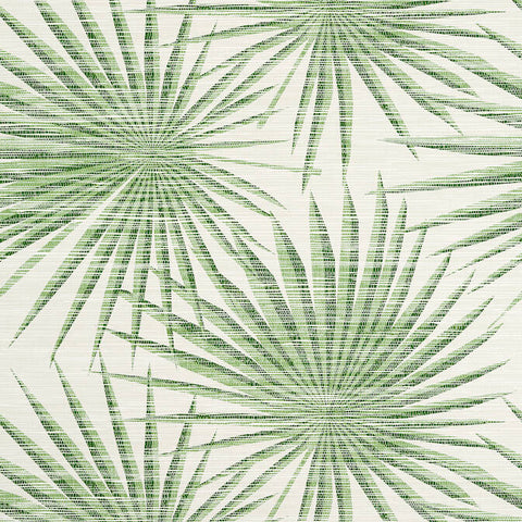 T10142 Palm Frond Green and White Wallpaper