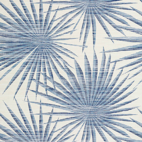 T10144 Palm Frond Navy and White Wallpaper
