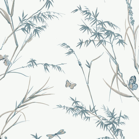 T10529 Virginia Cream and Aqua Wallpaper