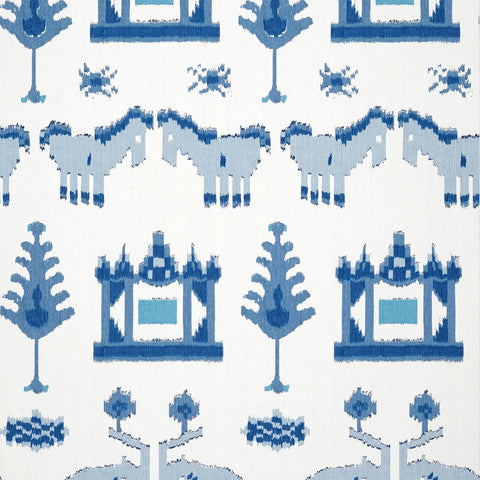T10641 Kingdom Parade Blue and White Wallpaper