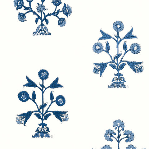 T10665 Indian Flower Blue Wallpaper